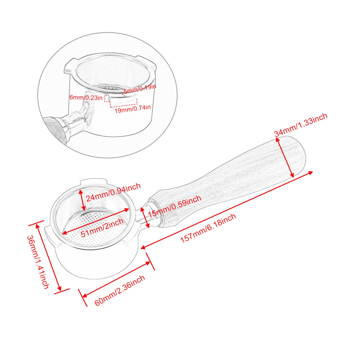 51mm Professional Espresso Machine for Delonghi Coffee Bottomless Portafilter
