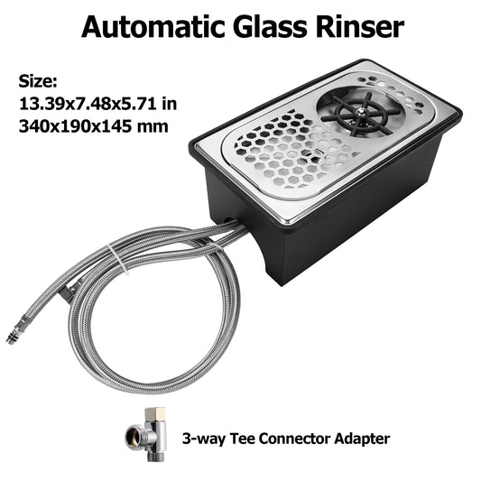 Automatic Cup Glass Rinser Pitcher Cafe Kitchen Washer Home Sink Stainless Steel