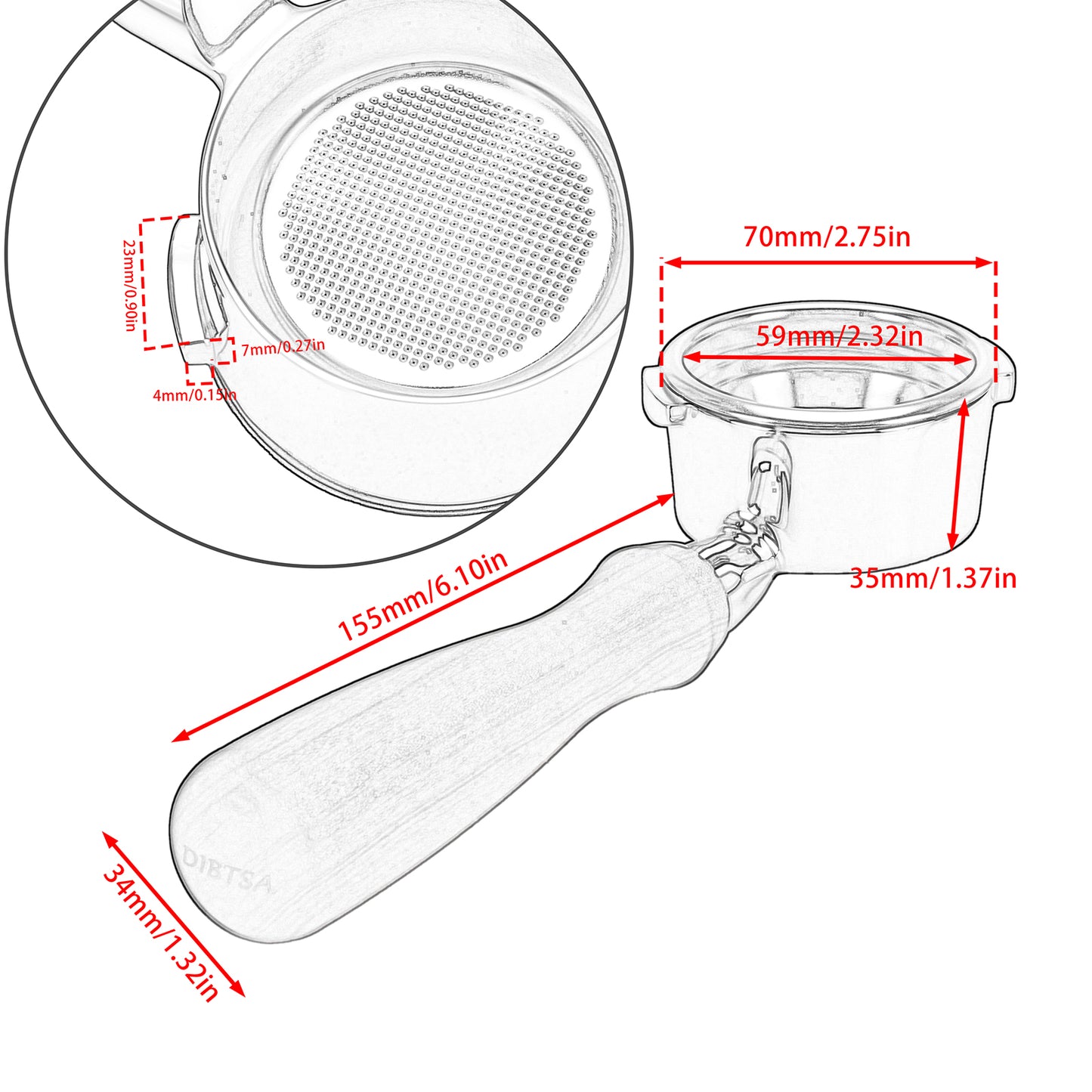 58mm Bottomless Portafilter Wood Handle For Gran GAGGIA Espresso Coffee Machine