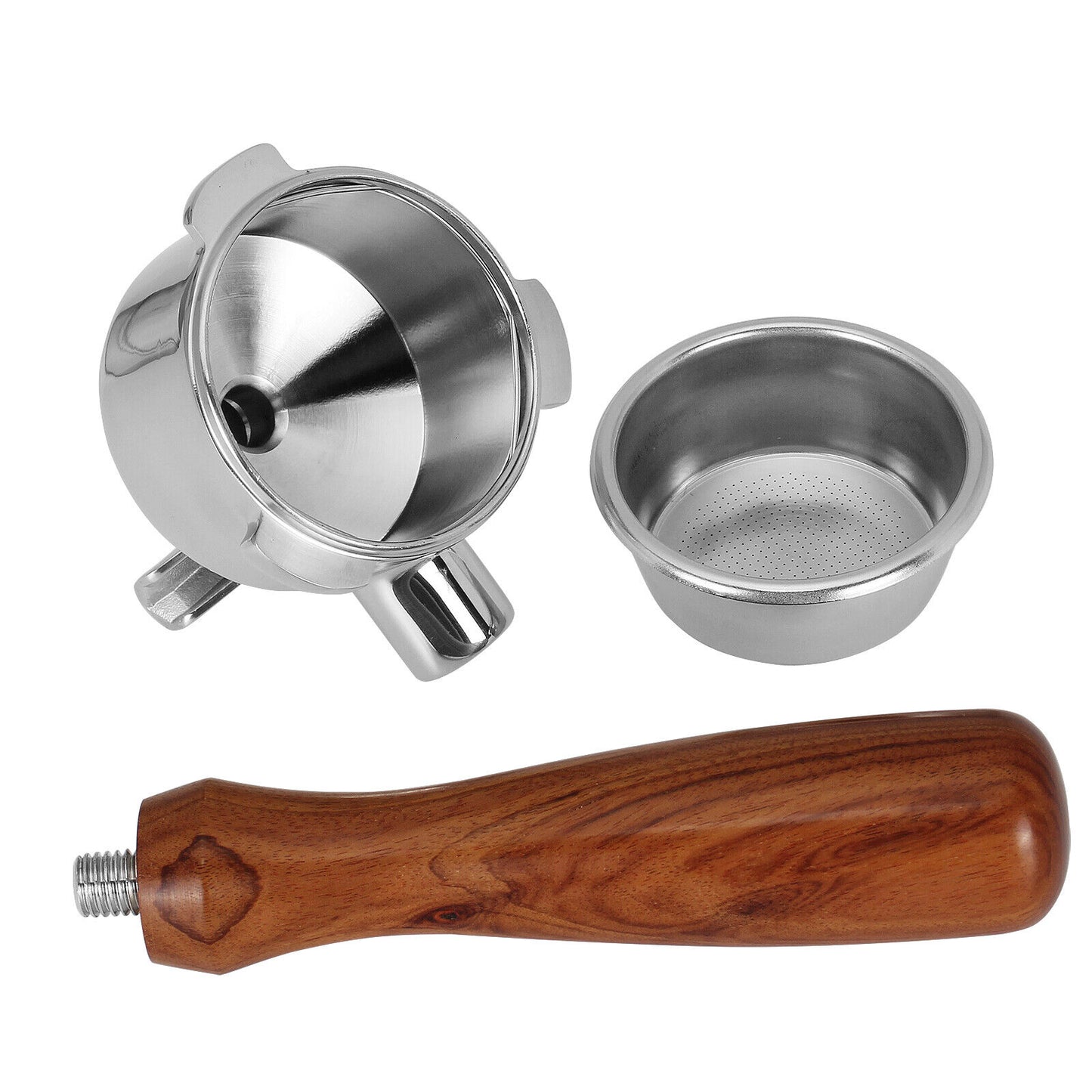 54mm Portafilter For Breville Espresso Coffee Machines Double Spout Wood Handle