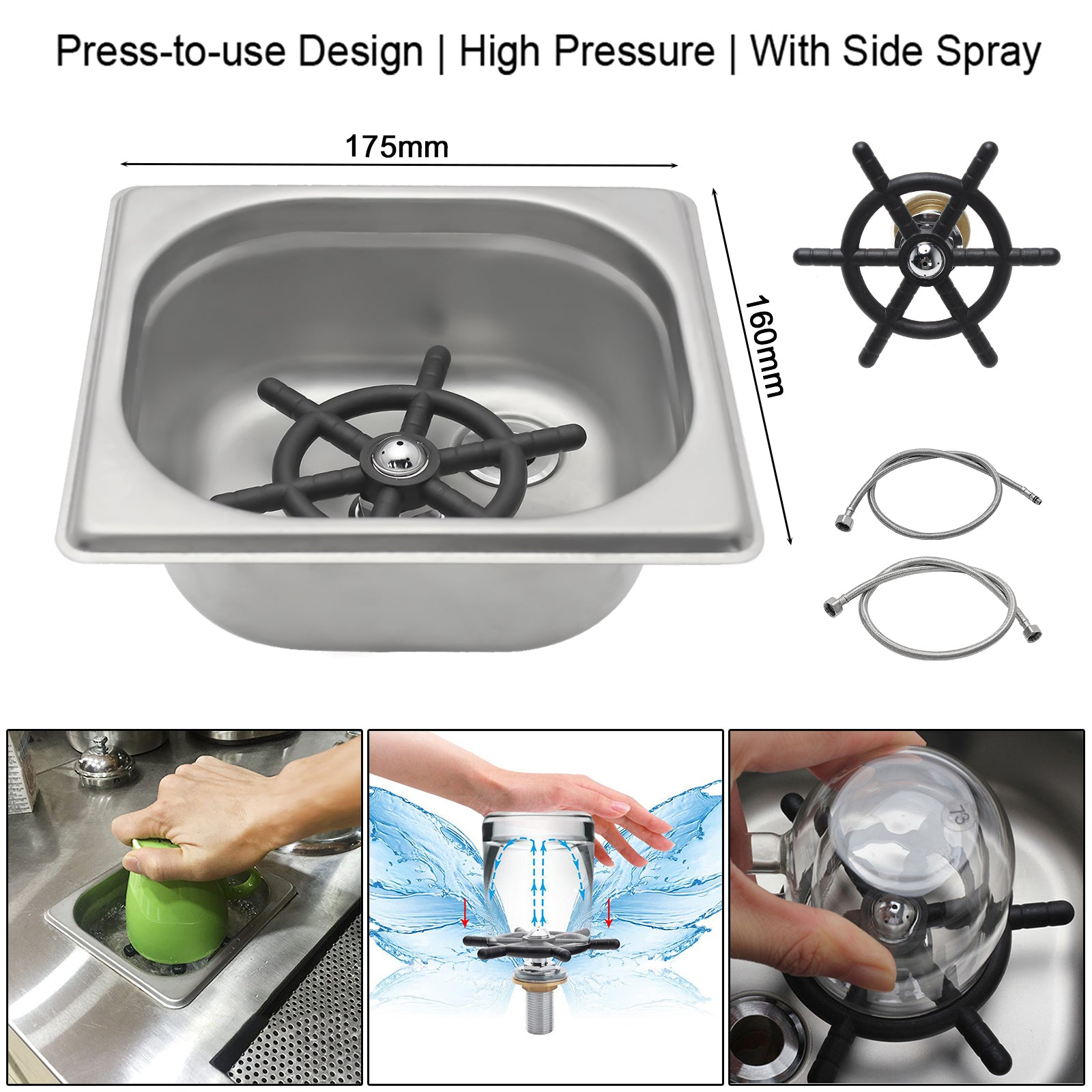 Stainless Automatic Beer Glass Rinser Coffee Cup Cleaner Pitcher Washe ...