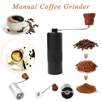 Portable Manual Coffee Grinder Adjustable Aluminum + Stainless Steel Detachable