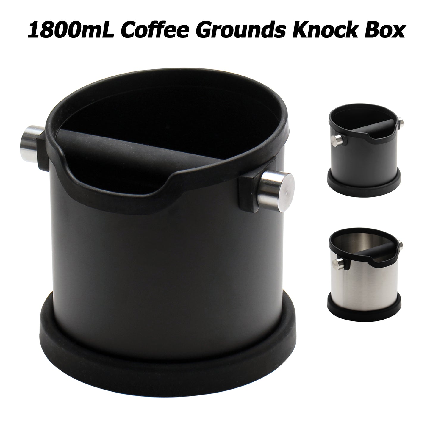 Coffee Grounds Knock Box Residue Bin Container Non-Slip Bottom Stainless Steel