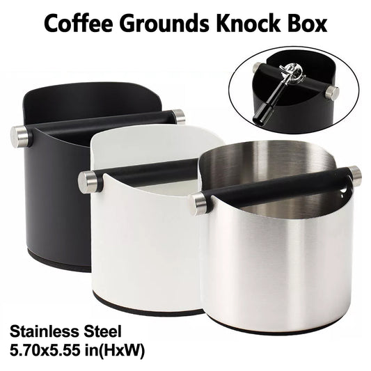 Coffee Grounds Knock Box Bucket Non-Slip Base Rubber Bar Espresso Pucks Dump Bin