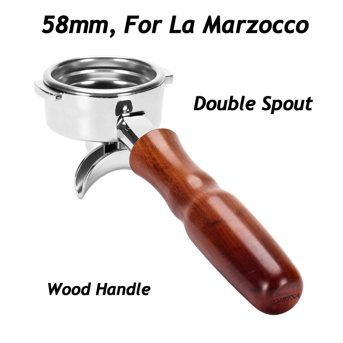 58mm Portafilter For LaMarzocco Espresso Coffee Machine Double Spout Wood Handle