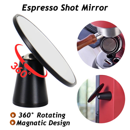 Magnetic Espresso Shot Mirror Adjustable Coffee Observation Reflective W/Base