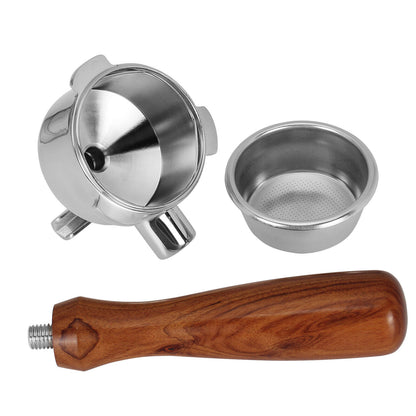 54mm Portafilter For Breville Espresso Coffee Machines Double Spout Wood Handle